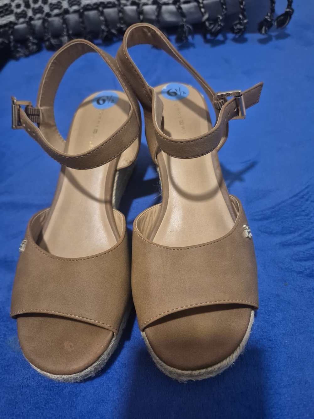 Women's Tan Espadrille Wedge Sandals - Open Toe Ankle Strap